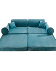 Large Modular Sofa in Turquoise Corduroy for Kids