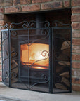 Elegant Large Black Fireplace Screen | Heavy Duty Protection