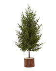 Mini Green Fir Tree with Rustic Wood Base