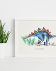 Personalised Watercolour Stegosaurus Dinosaur Art Print
