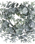 Frosted eucalyptus wreath with candle center, handcrafted winter decor for mantels or entryways. by sostter at brixbailey.com