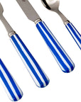4-Piece Candy Stripe Blue And White Cutlery Set