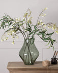Sage Green Glass Vase with Rounded Sculptural Shape