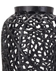 Elegant Black Cast Iron Lattice Vase | Modern Decor
