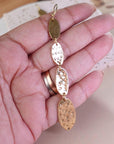 Hammered Gold Disc Necklace and Drop Earrings Set – Textured Oval Link Statement Jewellery