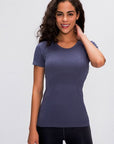 Round Neck Short Sleeve Active T-Shirt-6