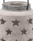 Handcrafted ceramic Bloomville Stone Star Lantern vase with natural stone texture in neutral tone, 23cm tall by Sostter at brixbailey.com