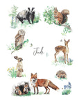 Forest Animals Watercolour Name Print