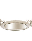 Silver Stag Head Mirror Tray with Reflective Glass Detail