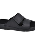 Black Leather Slip On Sandals