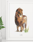 Watercolour Lion Fine Art Print