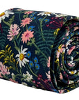 navy blue cotton tie with wild English flower garden floral design