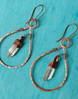 Quartz Earrings - Bronze Boho Hoops | Handmade by Blackbird & Sage