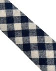 navy blue and white cotton gingham check tie
