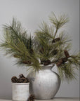 Antique White Ceramic Vase with Greek Inspired Motif