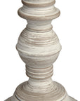 Handcrafted rustic shaker-style table lamp with grey-washed wood base and neutral linen shade for ambient lighting by Sostter at brixbailey.com