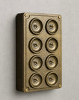 8 Gang 2 Way Antique Brass Cast Metal Toggle Light Switch
