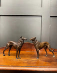 Pair Of Bronze Greyhound Figurines / Bronze Dog Ornaments / Dog Statue
