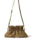 Premium Mila Bag in smooth leather, mustard green, elegant silver hardware, adjustable strap, luxury handcrafted accessory by Bob Oré at brixbailey.com