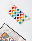Colorful checkered socks, premium cotton blend, playful patterned design, elasticated band, best-selling stylish unisex socks, sizes 4-8 UK by Body and I at brixbailey.com