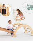 4 in 1 Montessori Climbing Frame Pikler Triangle Arch Slide Beige