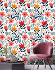 Colorful Funky Floral Wallpaper
