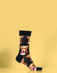 Luxury dog pattern socks, premium pack of 4, stylish black and navy blue, soft cotton blend, trendy men's size 40-45 by Body and I at brixbailey.com