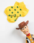 Cactus yellow patterns short ankle socks, premium cozy plant-themed socks with green succulent leaves, trendy autumn style by Body and I at brixbailey.com
