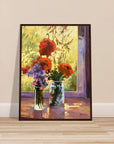 "Morning Light Poppies" Still Life Floral | 18x24 inch Wooden Framed Art Print | Original Artwork by American Artist Barbara Cleary