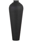 Matt Black Hammered Steel Floor Vase with Lid
