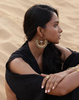 Filigree Crescent Moon Earrings with Gemstone.