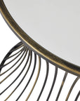 Handcrafted brass side table with black patina finish and mirrored glass surface, modern elegant design for living spaces. by Sostter at brixbailey.com