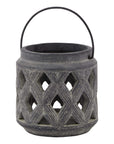 Grey Stone Lattice Candle Lantern