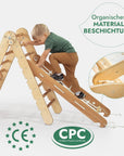 4 in 1 Montessori Climbing Set with Triangle, Slide, Arch and Net for Ages 1 to 7 in Beige