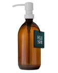 Amber Glass Dispenser Stainless Steel Pump