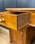Antique Pine Pedestal Desk Dressing Table with Cupboards & Drawers