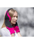 Felted Wool Mittens in Neon Pink and Dark Grey
