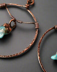 Raw Turquoise Hoops - Bohemian Jewelry | Handmade by Blackbird & Sage