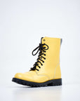 Yellow Leather Lace Up Boots