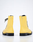 Yellow Leather Lace Up Boots