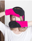 Felted Wool Mittens in Neon Pink and Dark Grey