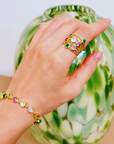 Entwined Gemstone Cocktail Ring with Green Onyx, Amethyst, Moonstone and Labradorite