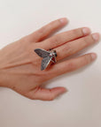 Insect-Inspired Adjustable Brass Ring – Boho Statement Jewellery.