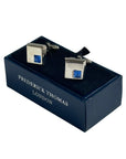 silver style square blue stone cufflinks