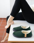 Dark Green Lambswool Slippers
