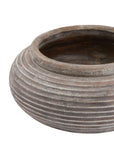 Brown Ribbed Round Planter for Modern Interiors