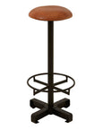 Buffalo Light Brown Leather Bar Stool with Black Finish Base