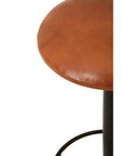 Buffalo Light Brown Leather Bar Stool with Black Finish Base
