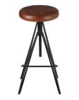 Nandri Brown Leather Adjustable Stool with Black Metal Legs