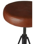 Nandri Brown Leather Adjustable Stool with Black Metal Legs